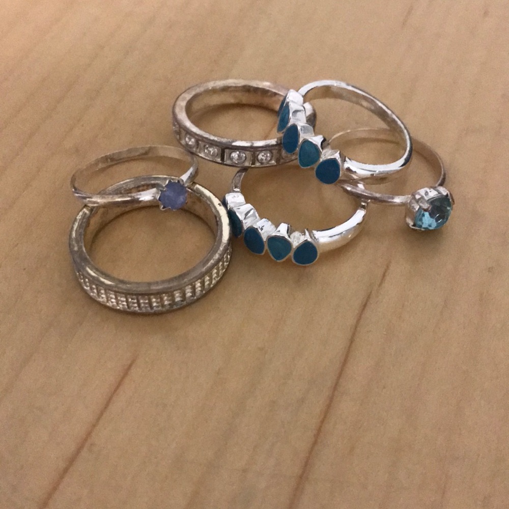 AVON : silver blue & aqua tone Rings